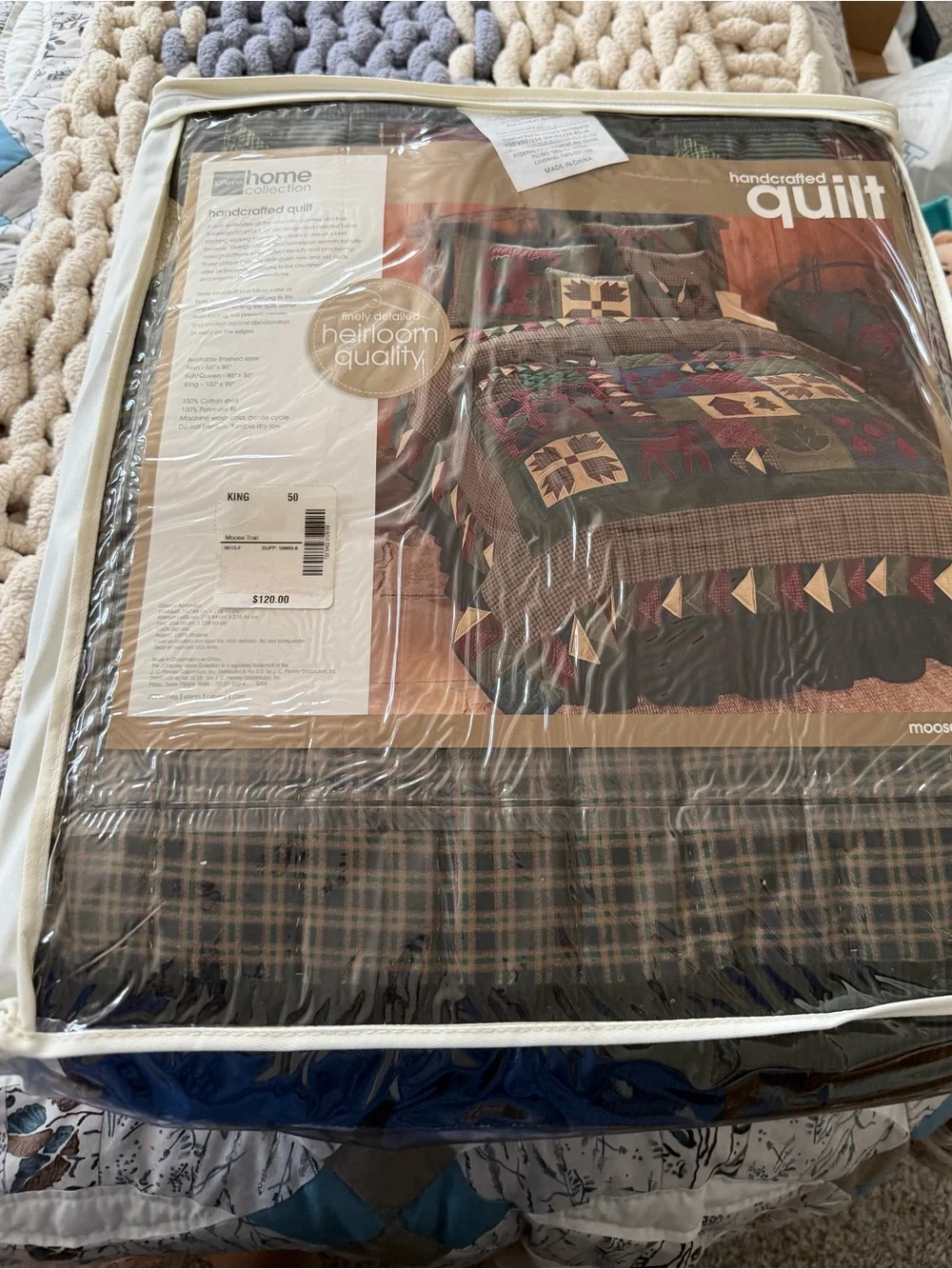 jcpenney Handcrafted Quilt - Burgundy, Green, Navy & Cream